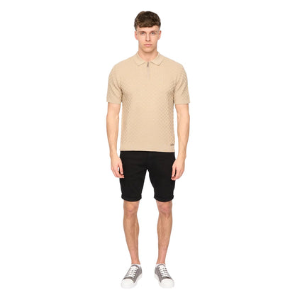 Stone - Lifestyle - Duck and Cover Mens Danvers Knitted Quarter Zip Polo Shirt