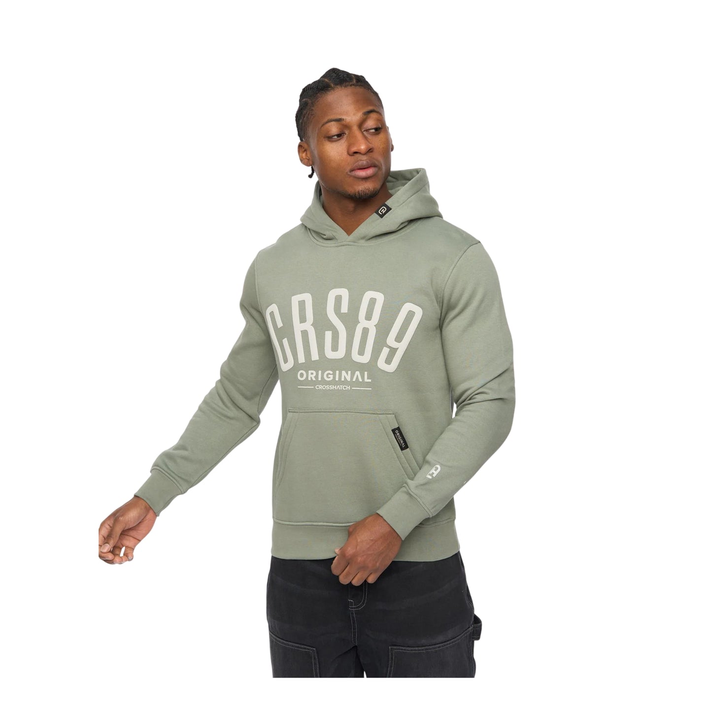 Olive - Front - Crosshatch Mens Hallfell Hoodie