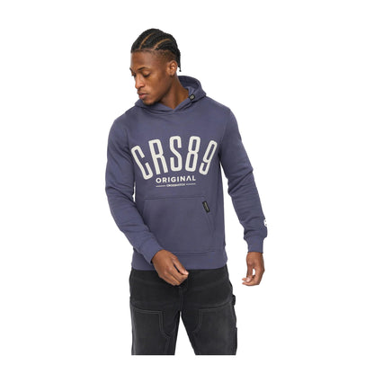 Navy - Front - Crosshatch Mens Hallfell Hoodie