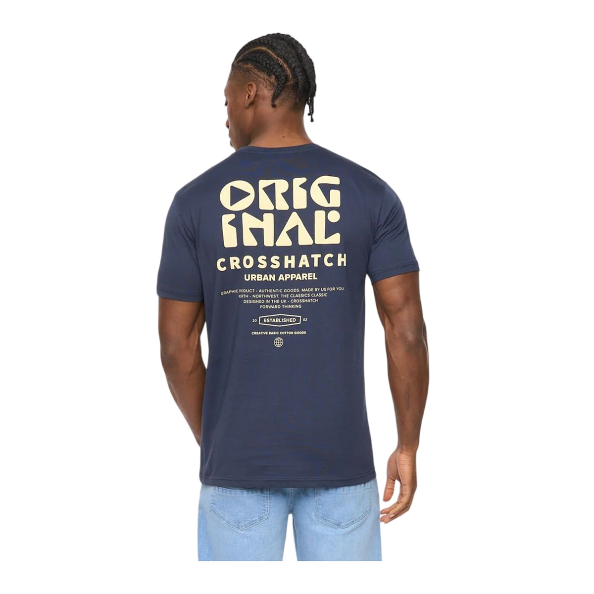 Navy - Back - Crosshatch Mens Wellmoores T-Shirt