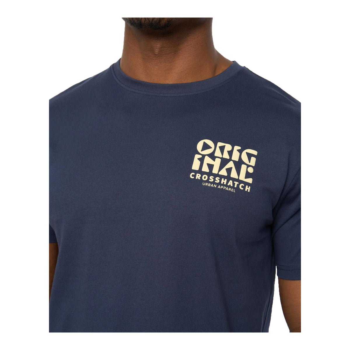 Navy - Side - Crosshatch Mens Wellmoores T-Shirt