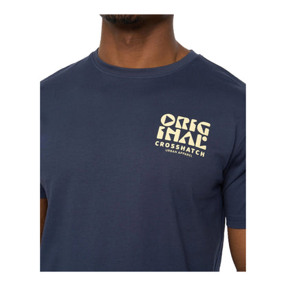 Navy - Side - Crosshatch Mens Wellmoores T-Shirt