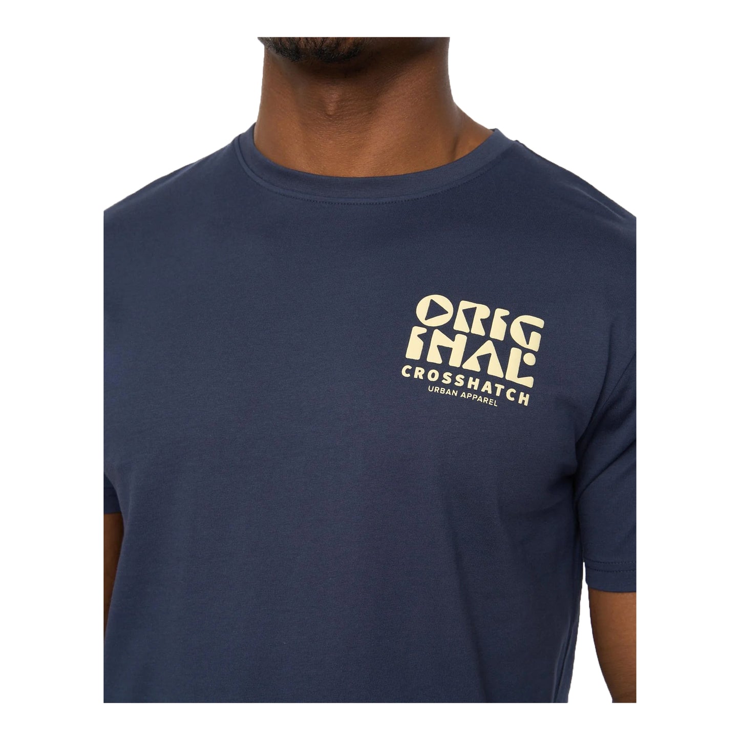 Navy - Side - Crosshatch Mens Wellmoores T-Shirt