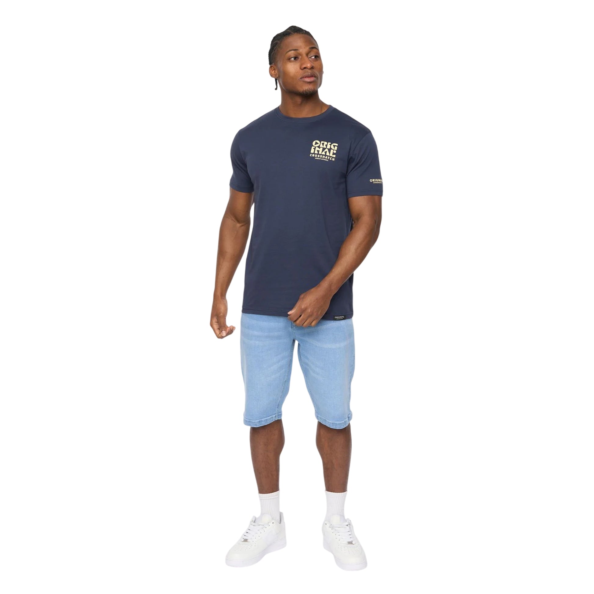 Navy - Lifestyle - Crosshatch Mens Wellmoores T-Shirt