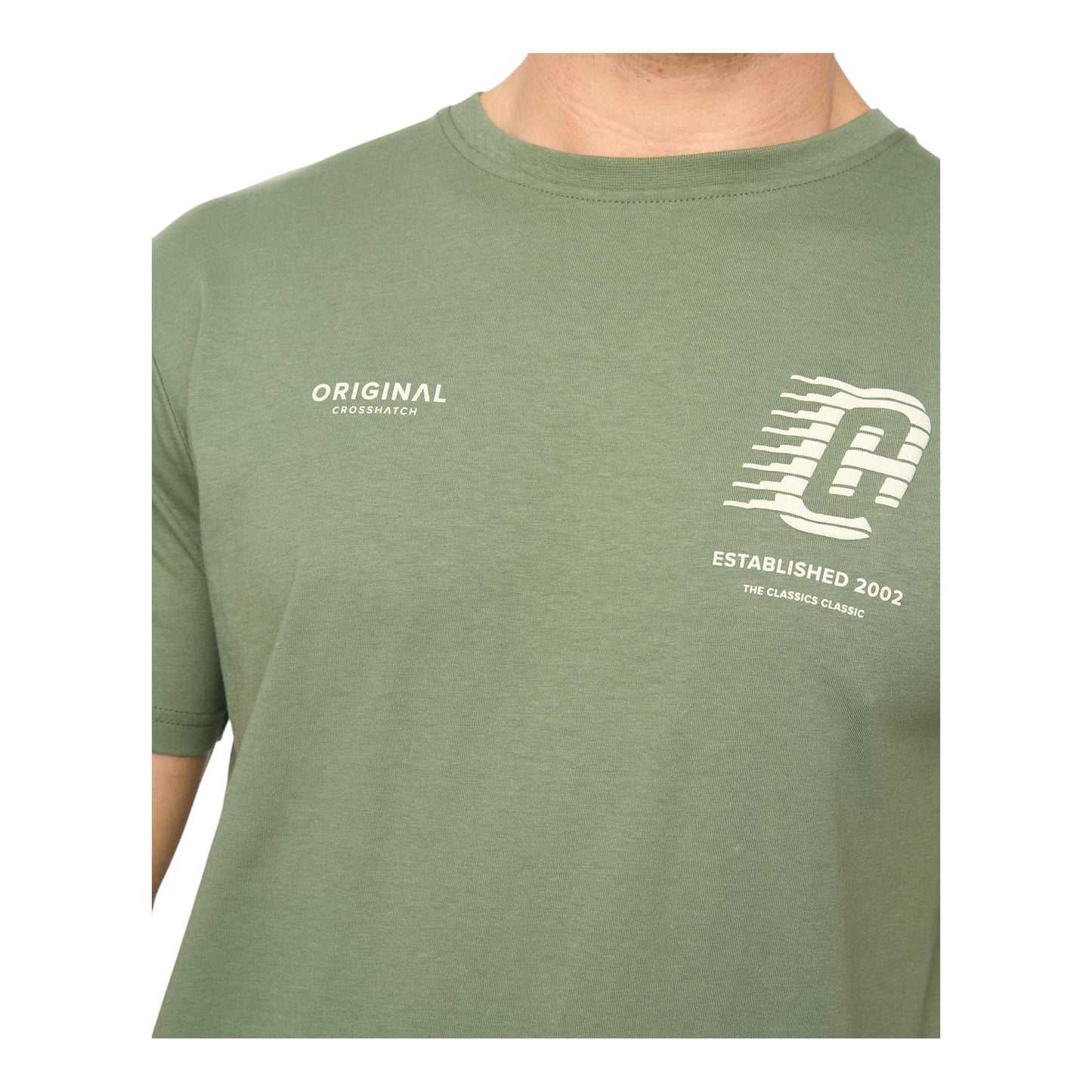 Olive - Back - Crosshatch Mens Morville Cotton T-Shirt