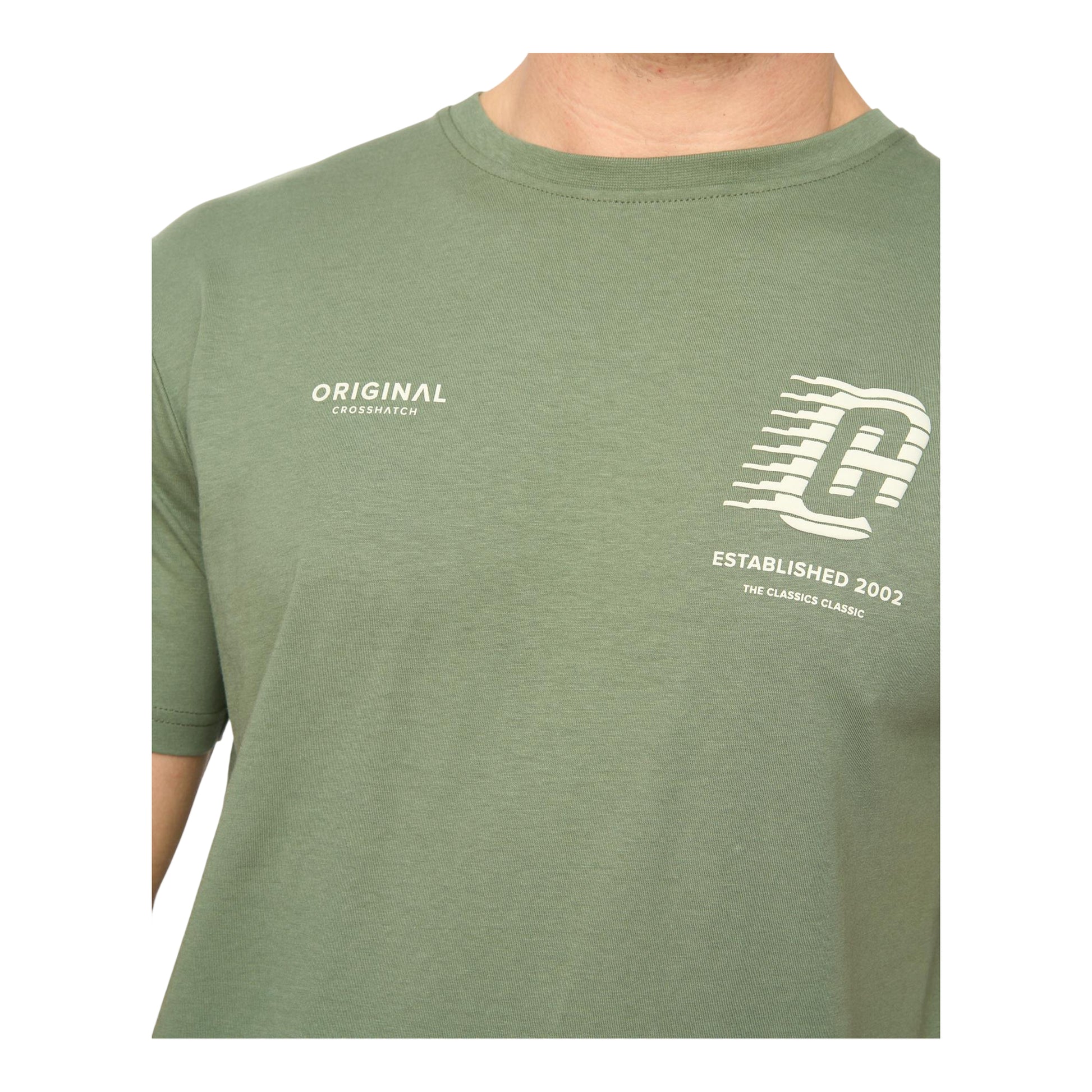 Olive - Back - Crosshatch Mens Morville Cotton T-Shirt