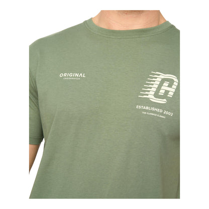 Olive - Back - Crosshatch Mens Morville Cotton T-Shirt