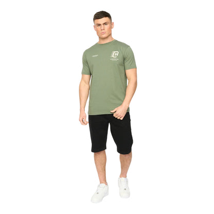 Olive - Side - Crosshatch Mens Morville Cotton T-Shirt
