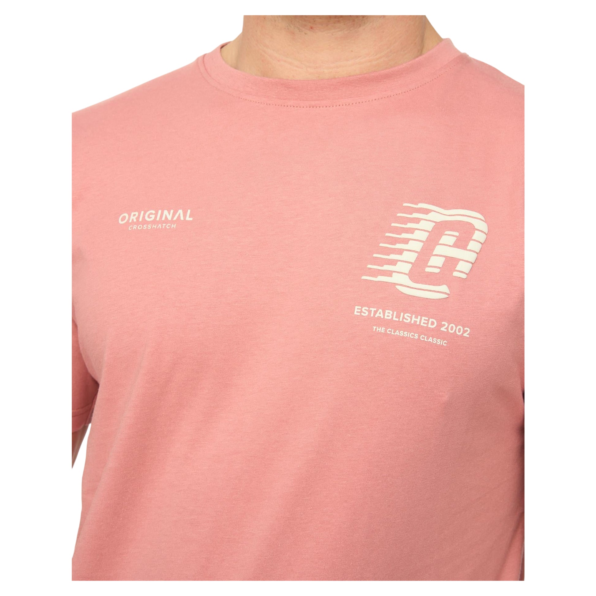 Pink - Back - Crosshatch Mens Morville Cotton T-Shirt