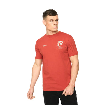 Red - Front - Crosshatch Mens Morville Cotton T-Shirt