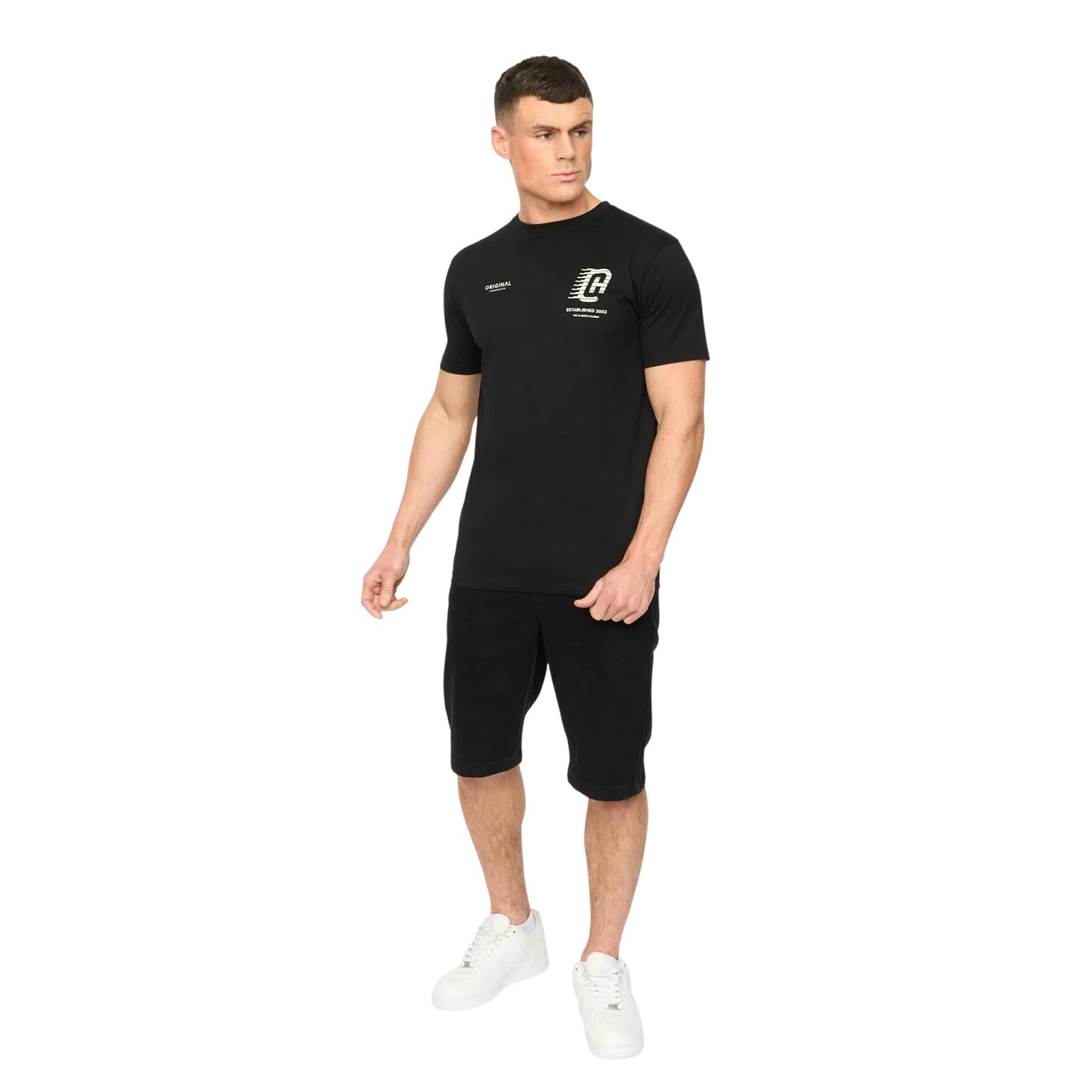 Black - Side - Crosshatch Mens Morville Cotton T-Shirt