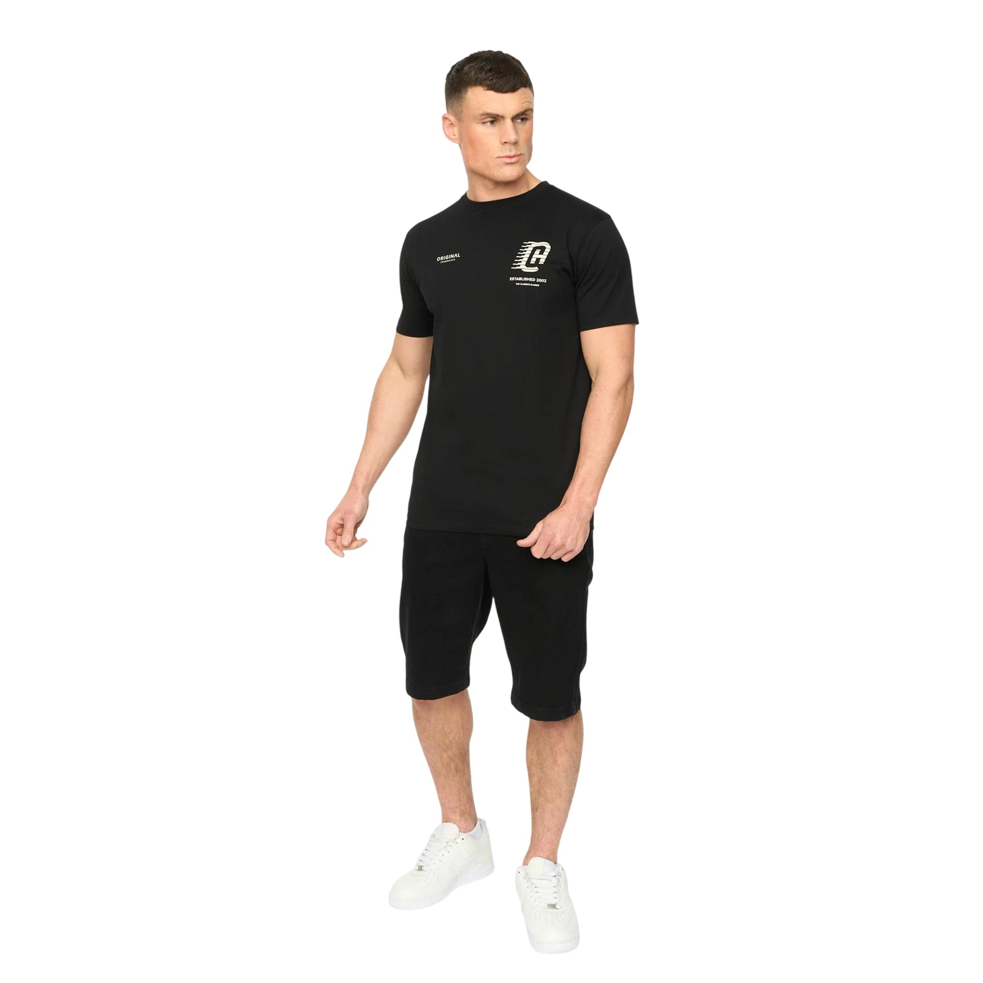 Black - Side - Crosshatch Mens Morville Cotton T-Shirt