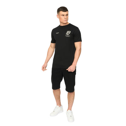 Black - Side - Crosshatch Mens Morville Cotton T-Shirt