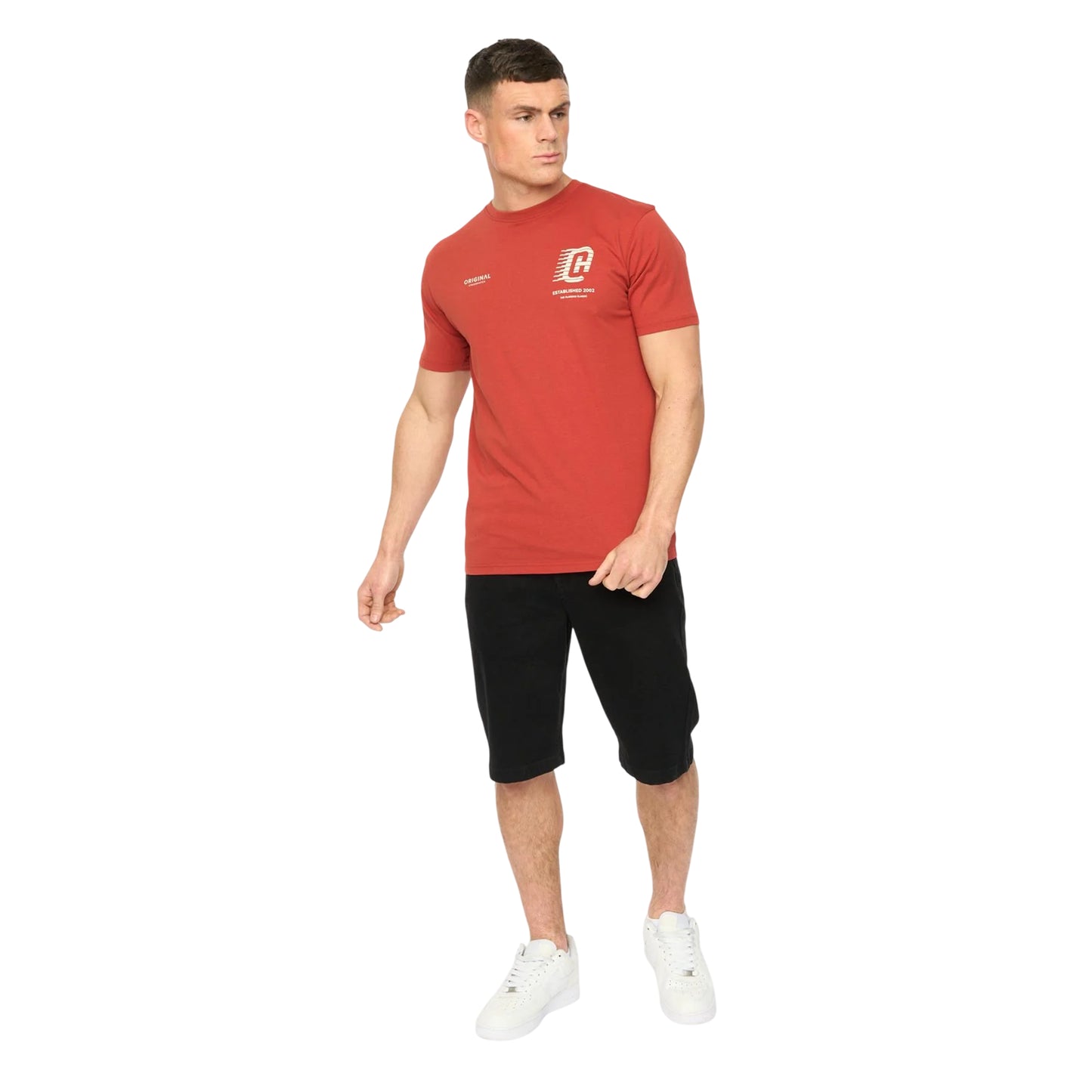 Red - Side - Crosshatch Mens Morville Cotton T-Shirt