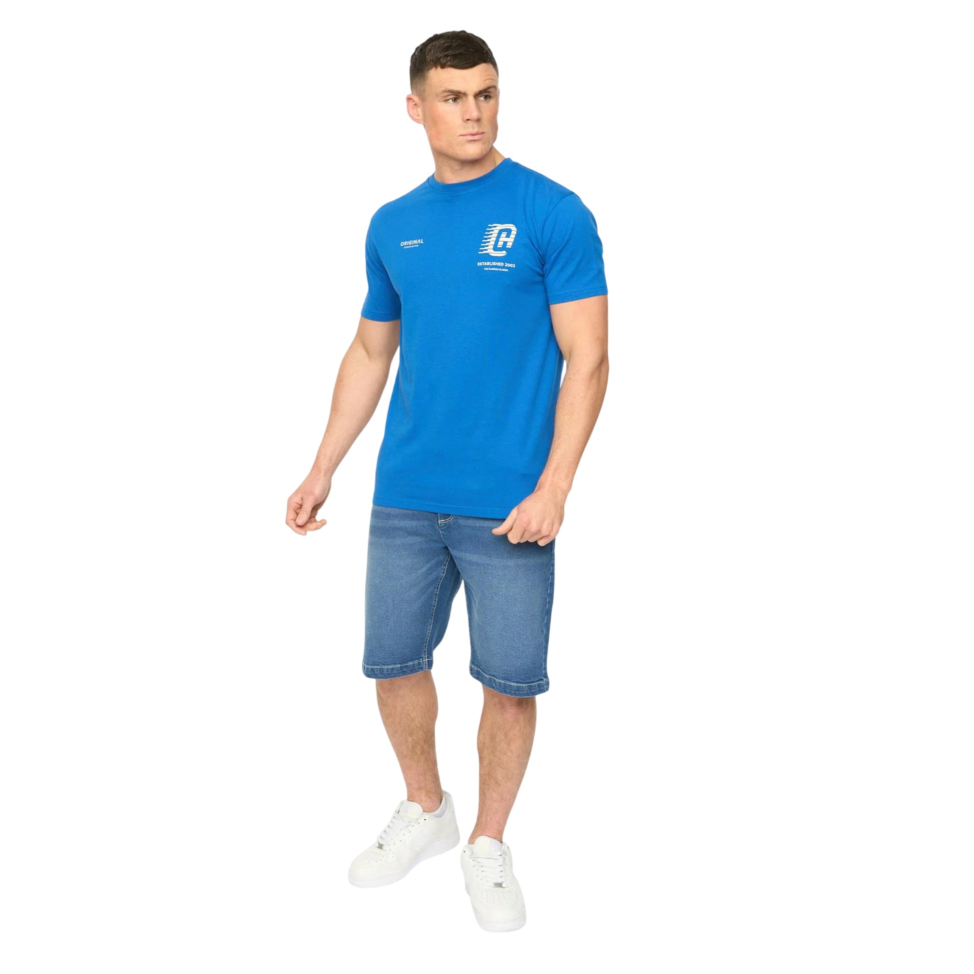 Royal Blue - Side - Crosshatch Mens Morville Cotton T-Shirt