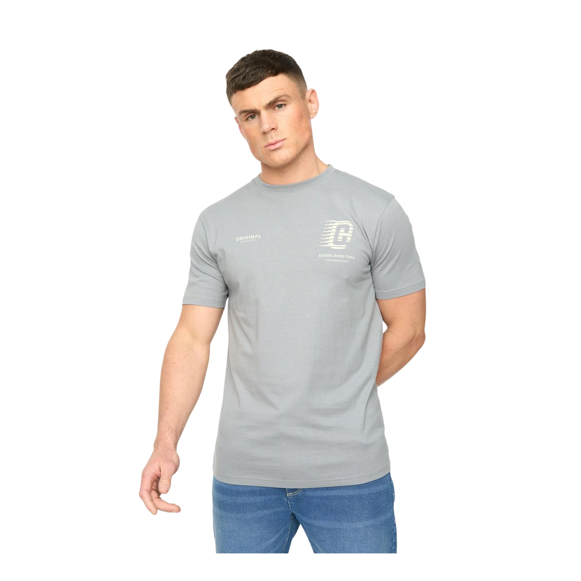 Steel Blue - Front - Crosshatch Mens Morville Cotton T-Shirt