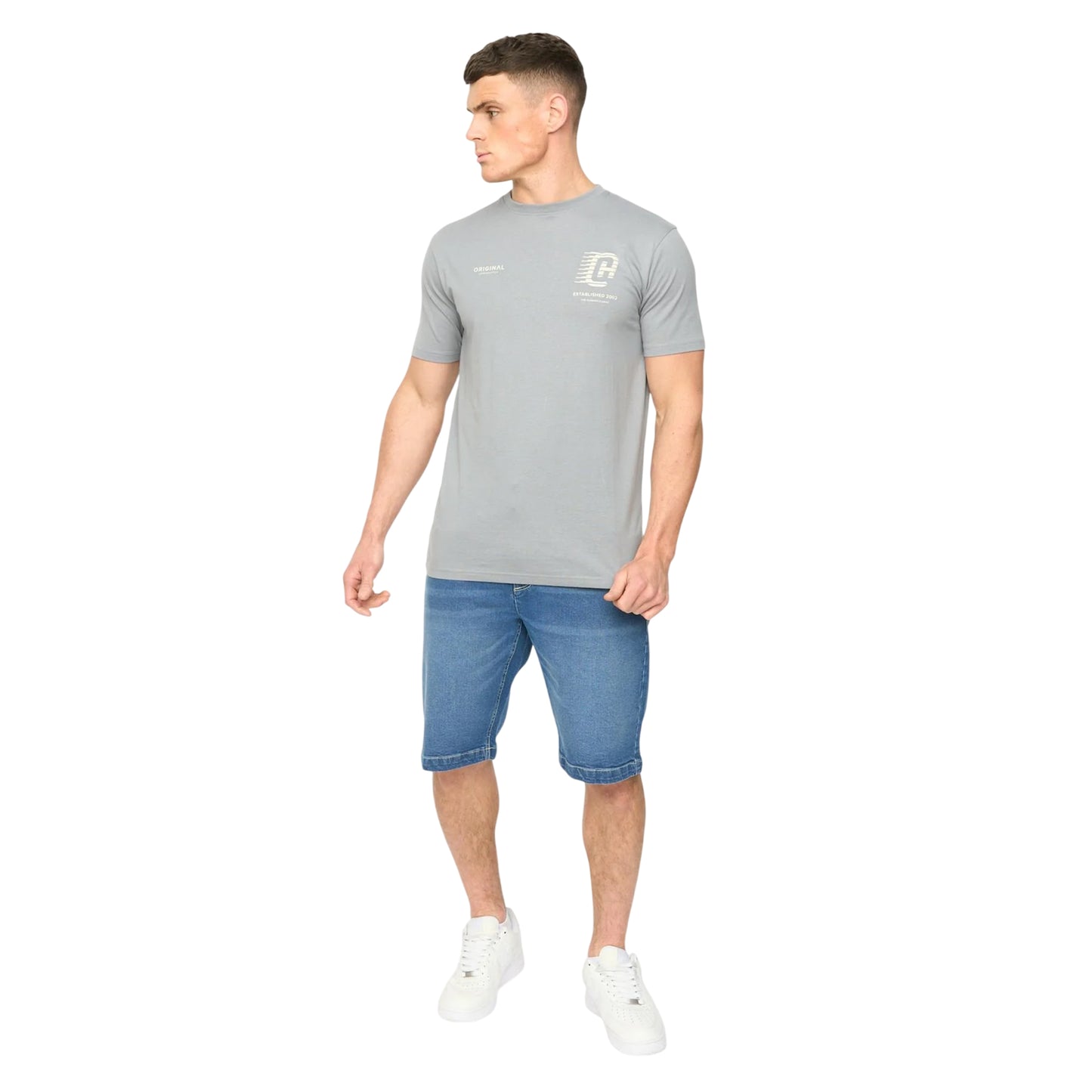 Steel Blue - Side - Crosshatch Mens Morville Cotton T-Shirt
