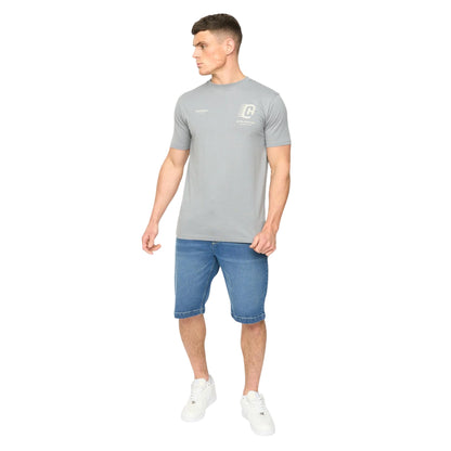 Steel Blue - Side - Crosshatch Mens Morville Cotton T-Shirt