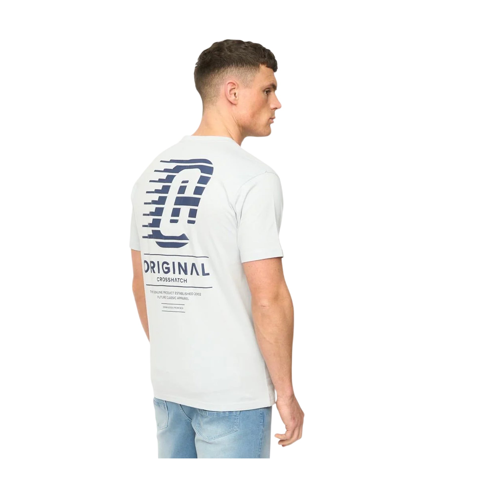 Light Blue - Back - Crosshatch Mens Morville Cotton T-Shirt