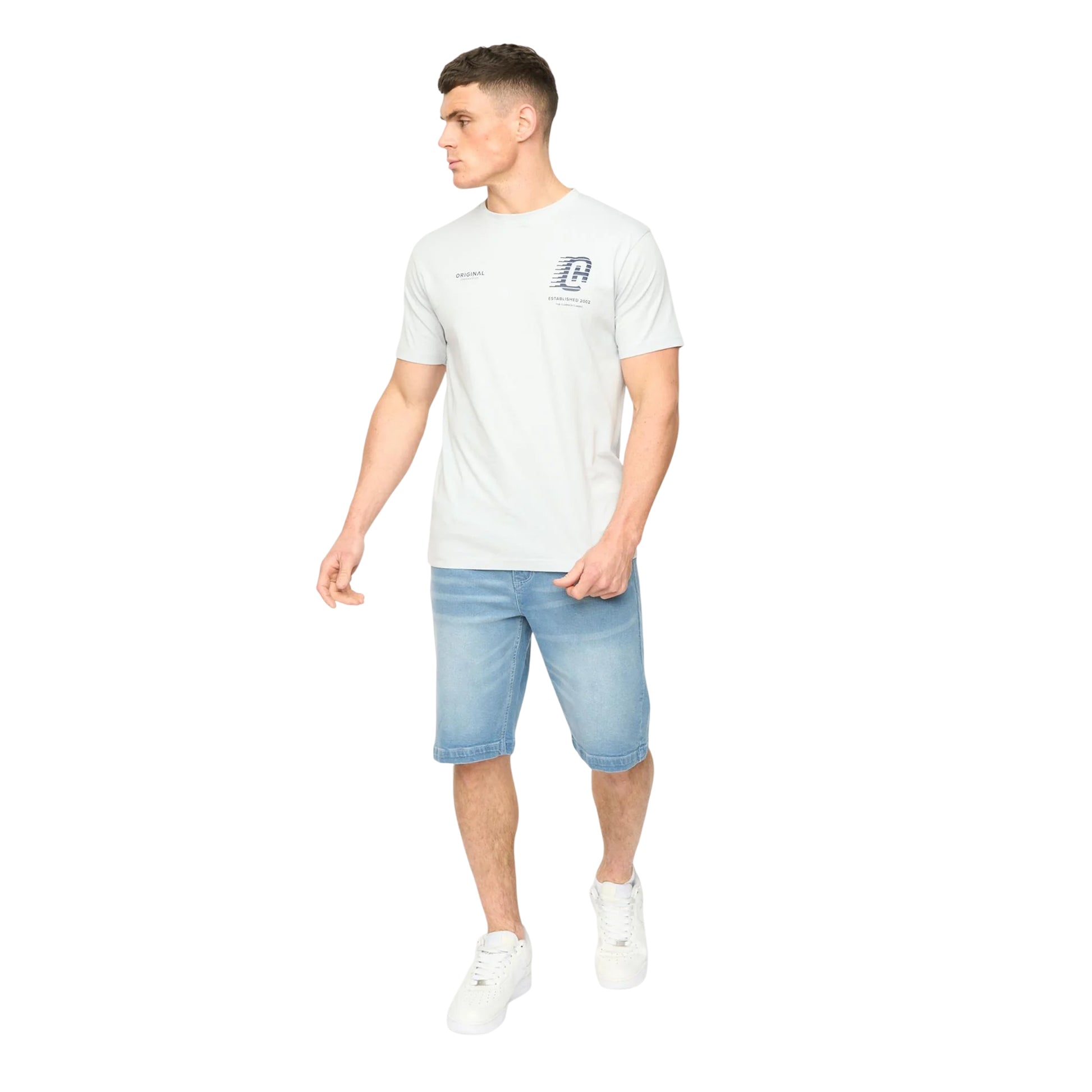 Light Blue - Side - Crosshatch Mens Morville Cotton T-Shirt