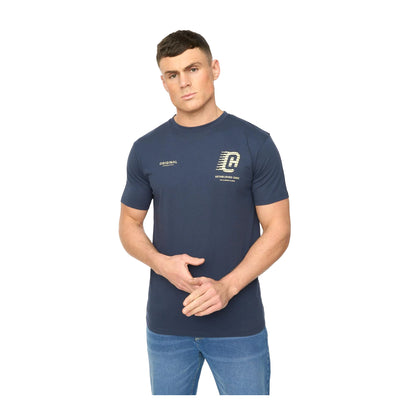 Navy - Front - Crosshatch Mens Morville Cotton T-Shirt