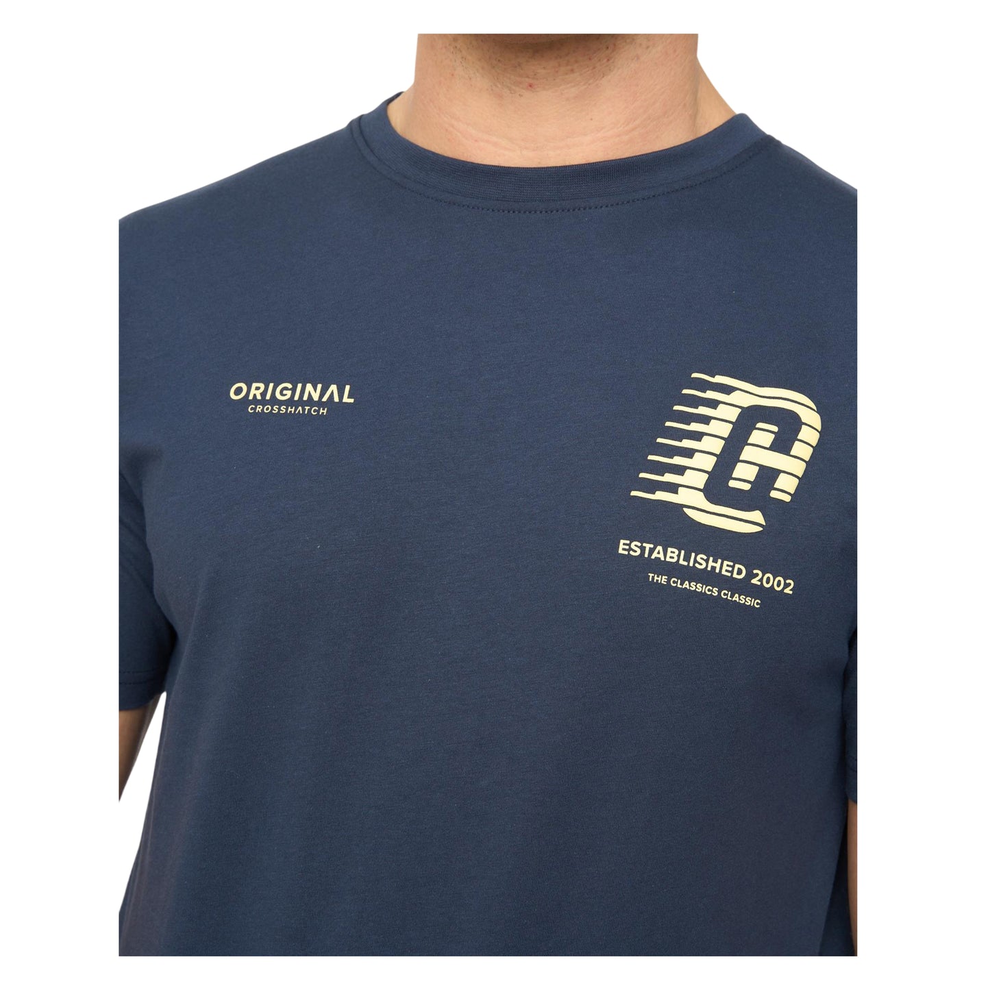 Navy - Back - Crosshatch Mens Morville Cotton T-Shirt