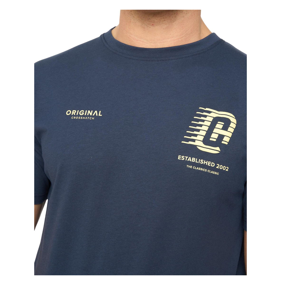 Navy - Back - Crosshatch Mens Morville Cotton T-Shirt