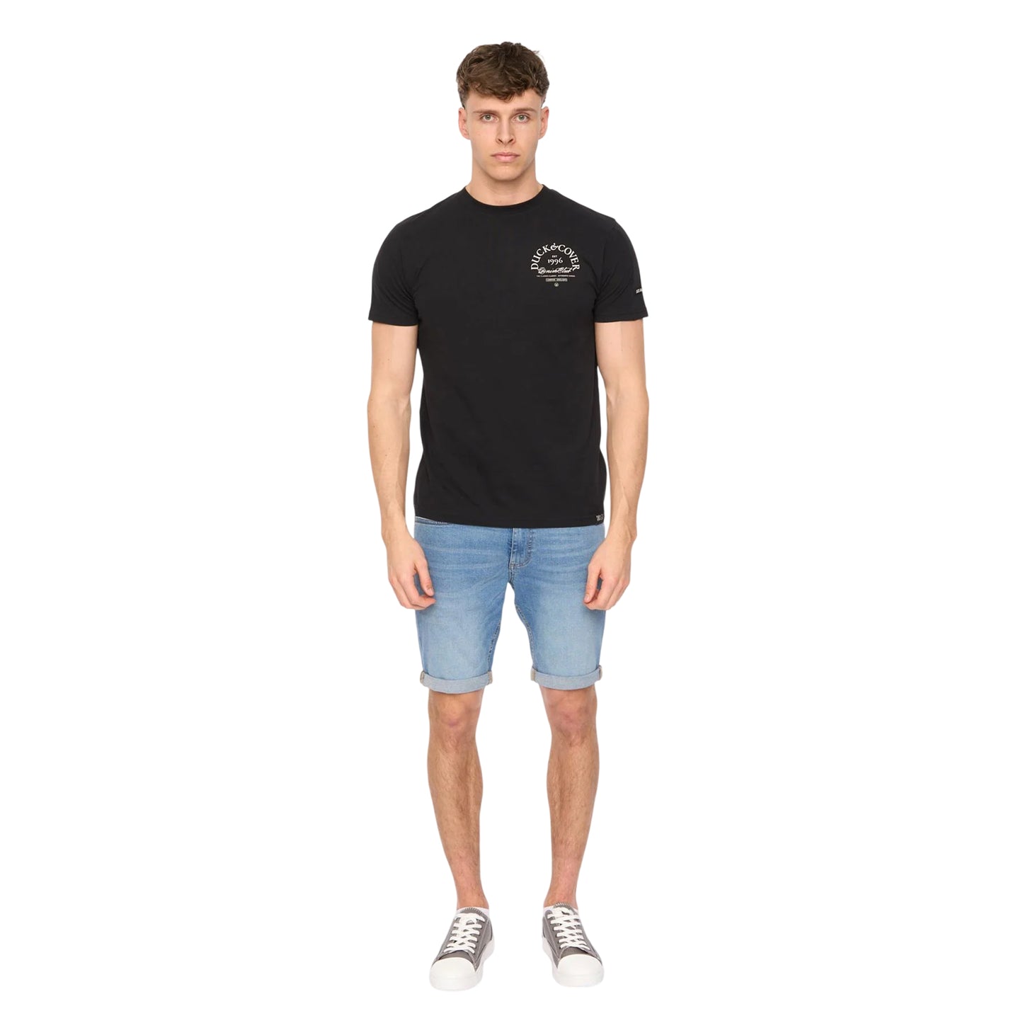 Black - Side - Duck and Cover Mens Sudbury T-Shirt