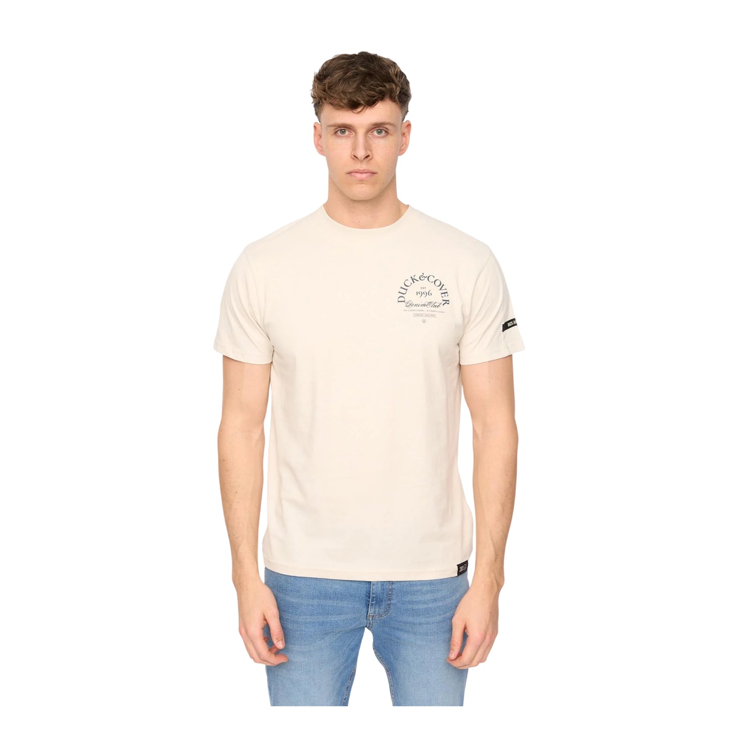 Light Stone - Front - Duck and Cover Mens Sudbury T-Shirt