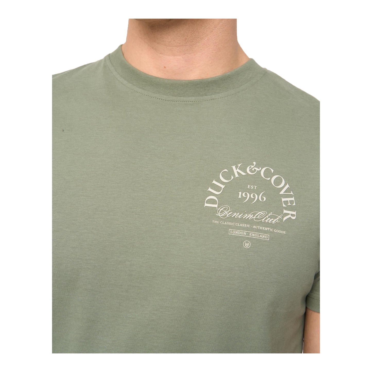 Olive - Back - Duck and Cover Mens Sudbury T-Shirt