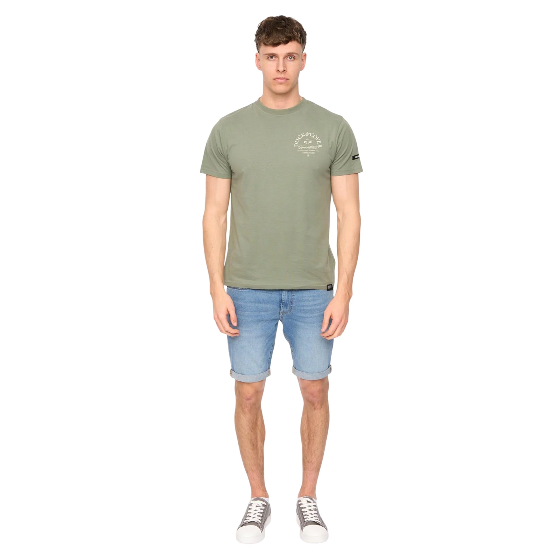 Olive - Side - Duck and Cover Mens Sudbury T-Shirt