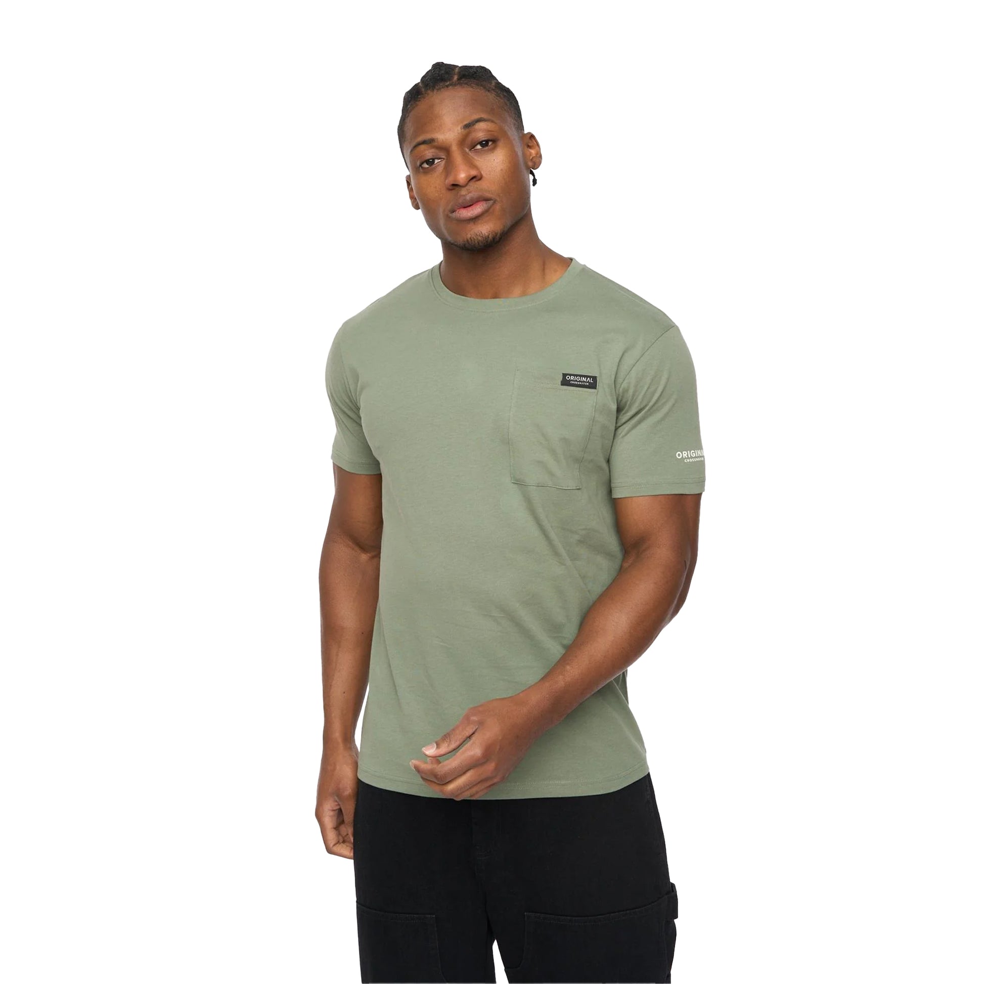 Olive - Side - Crosshatch Mens Portville Everyday T-Shirt