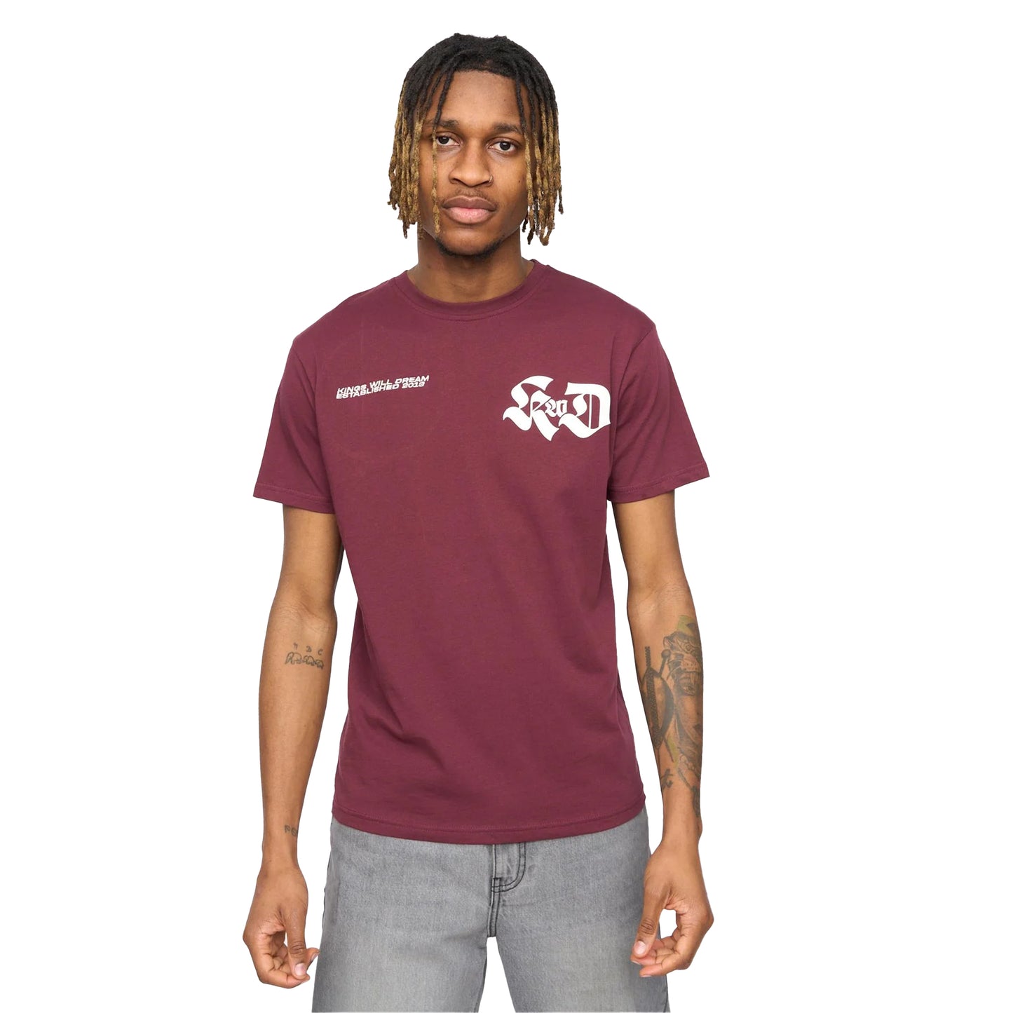 Burgundy - Side - Kings Will Dream Mens Cartellio Short-Sleeved T-Shirt