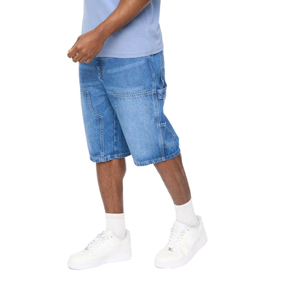 Mid Wash - Front - Crosshatch Mens Teleman Denim Shorts
