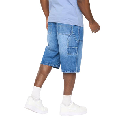 Mid Wash - Back - Crosshatch Mens Teleman Denim Shorts