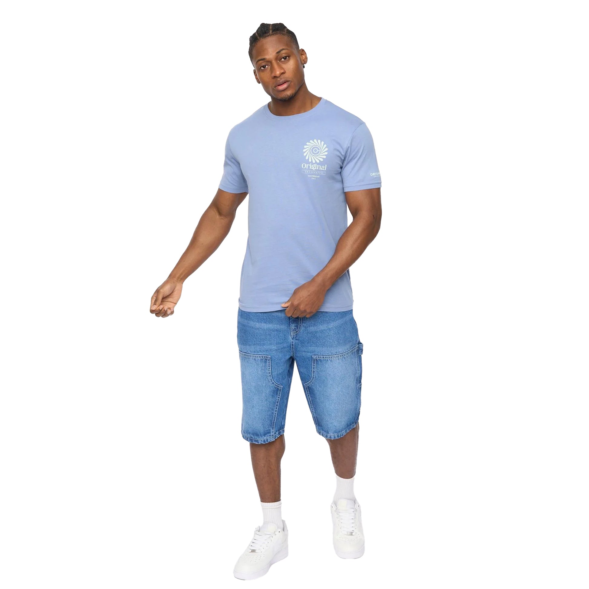 Mid Wash - Lifestyle - Crosshatch Mens Teleman Denim Shorts