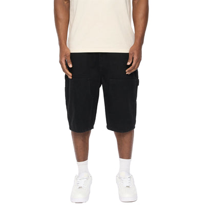 Black - Back - Crosshatch Mens Teleman Denim Shorts