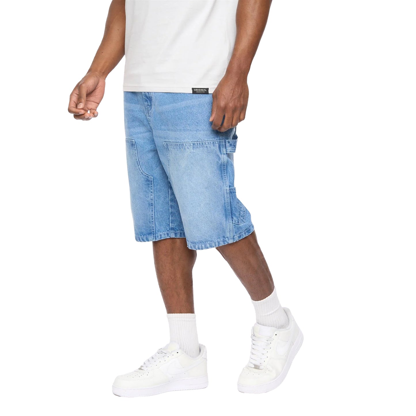 Light Wash - Front - Crosshatch Mens Teleman Denim Shorts