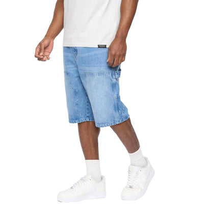 Light Wash - Front - Crosshatch Mens Teleman Denim Shorts