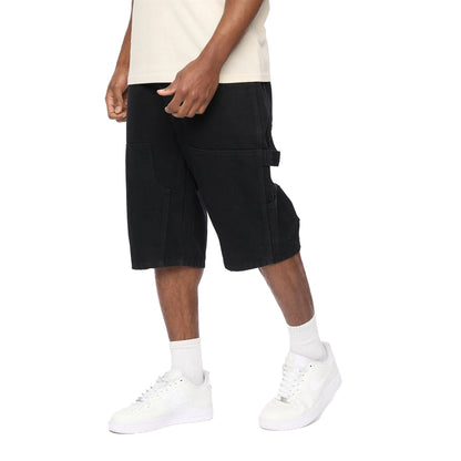 Black - Front - Crosshatch Mens Teleman Denim Shorts