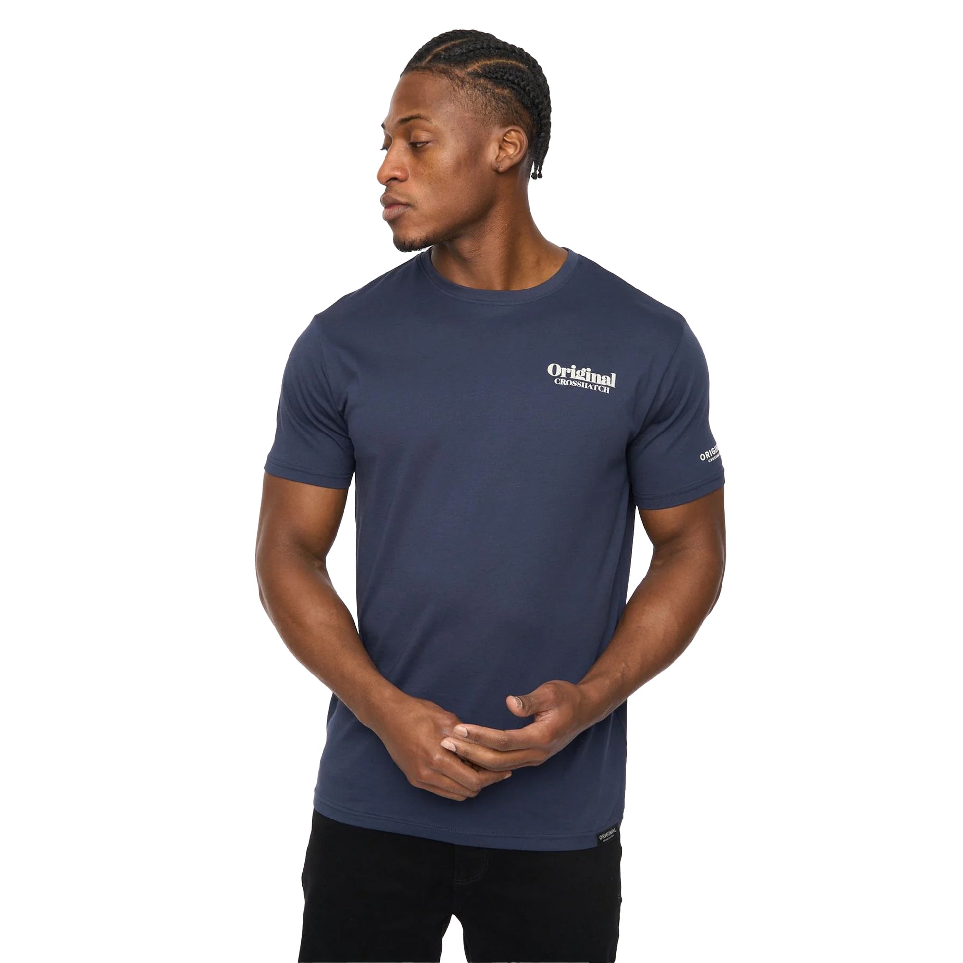 Navy - Side - Crosshatch Mens Simtanks T-Shirt