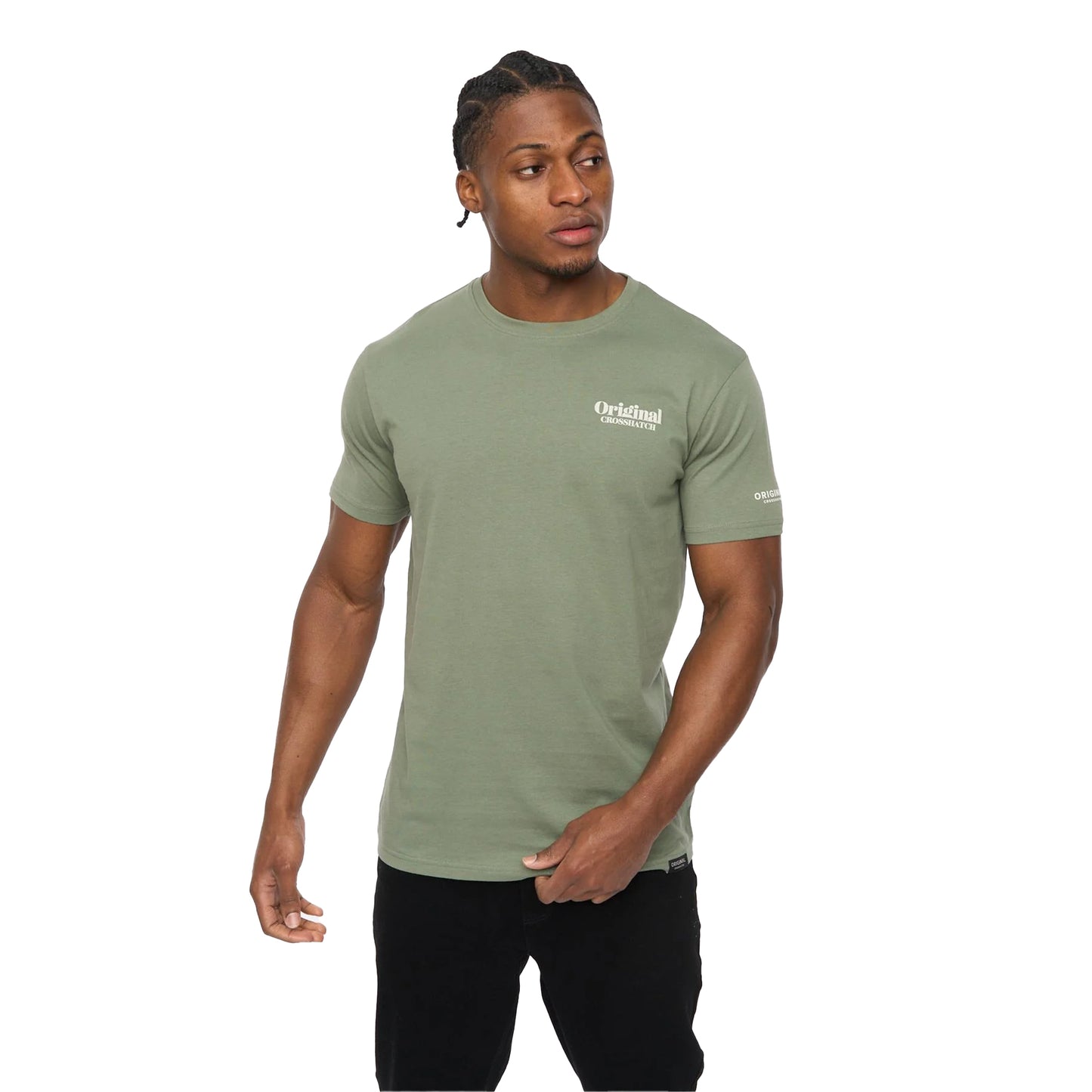 Olive - Front - Crosshatch Mens Simtanks T-Shirt