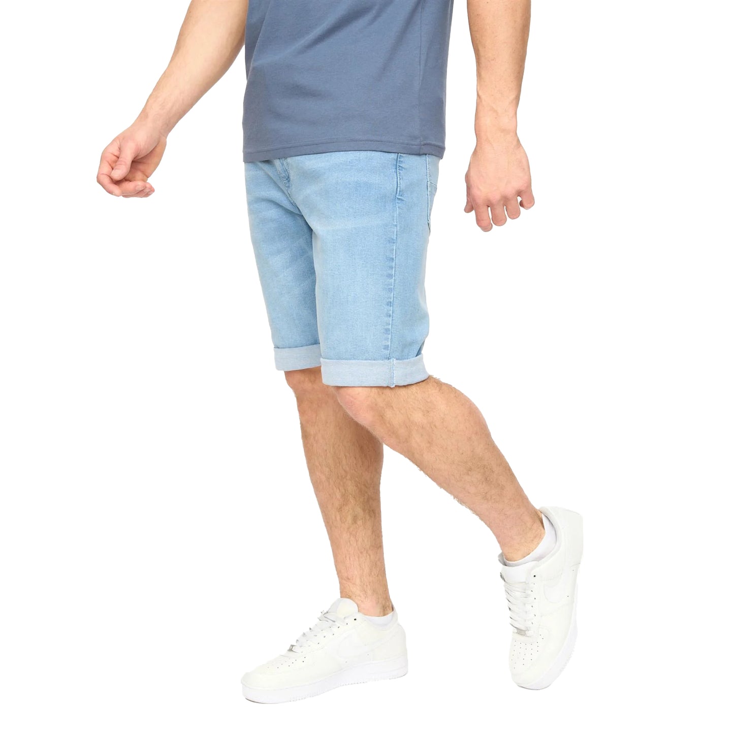 Light Wash - Side - Crosshatch Mens Youlgreeve Denim Belted Shorts