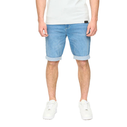 Mid Wash - Front - Crosshatch Mens Youlgreeve Denim Belted Shorts