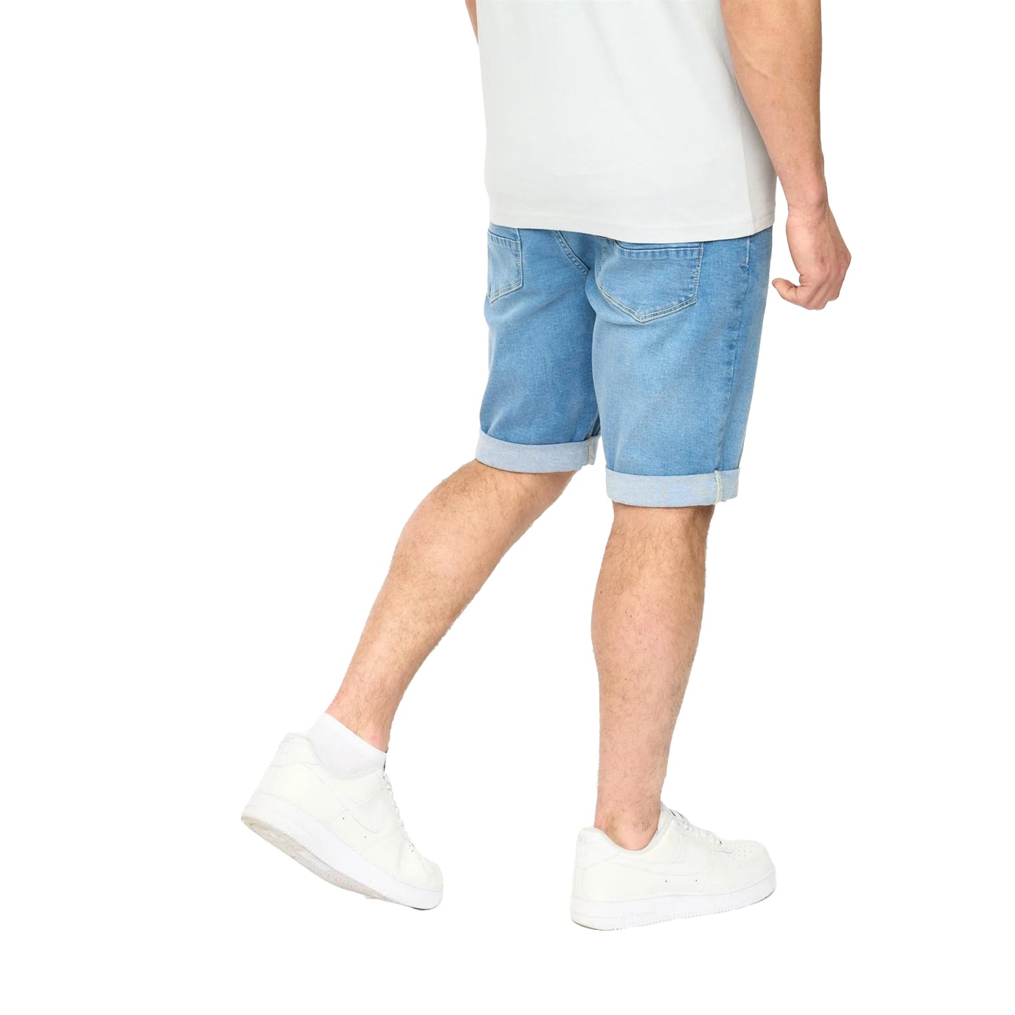 Mid Wash - Back - Crosshatch Mens Youlgreeve Denim Belted Shorts