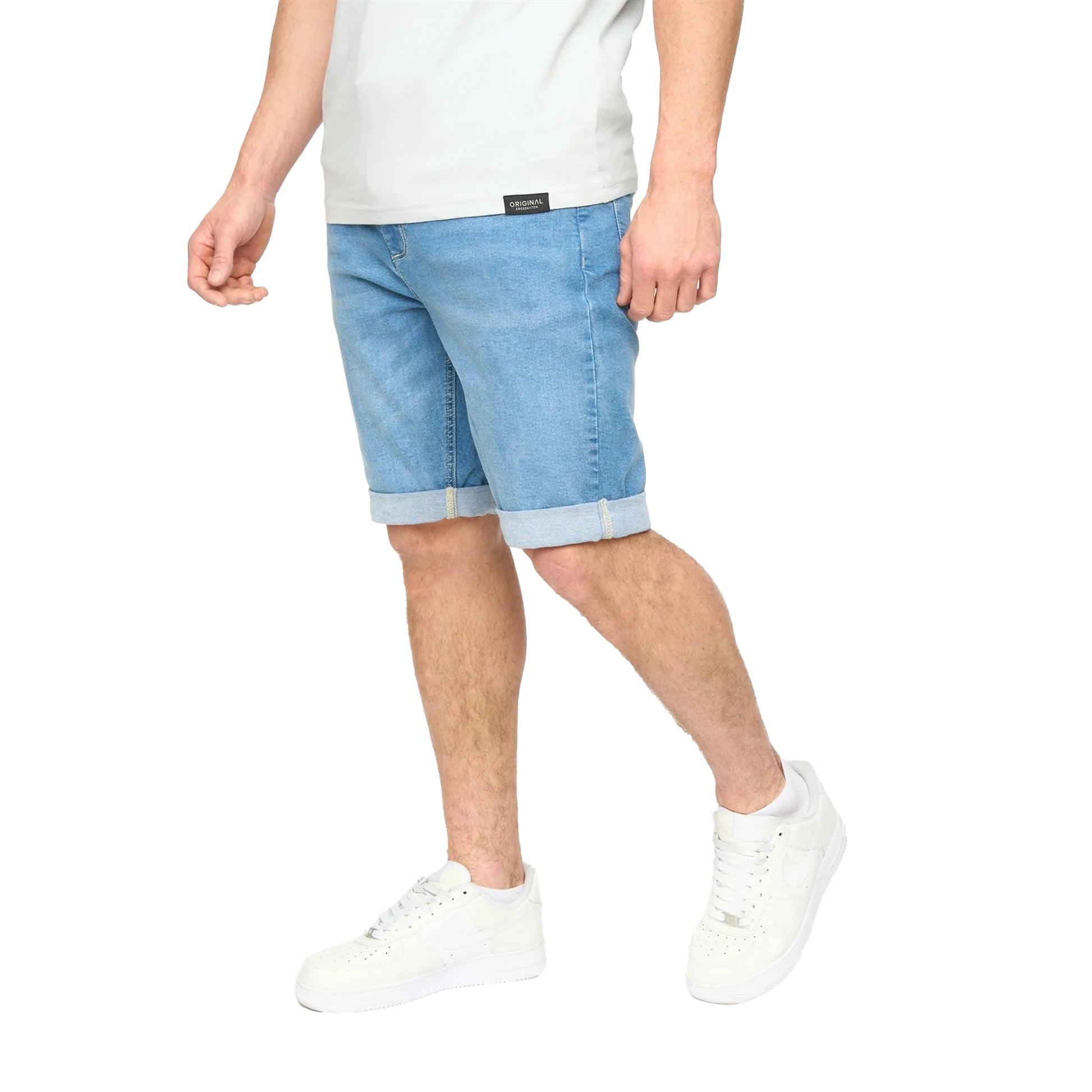 Mid Wash - Side - Crosshatch Mens Youlgreeve Denim Belted Shorts