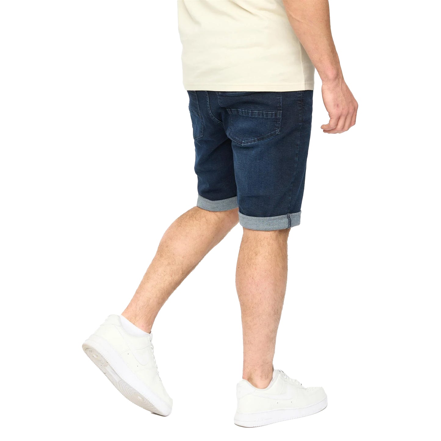 Dark Wash - Back - Crosshatch Mens Youlgreeve Denim Belted Shorts