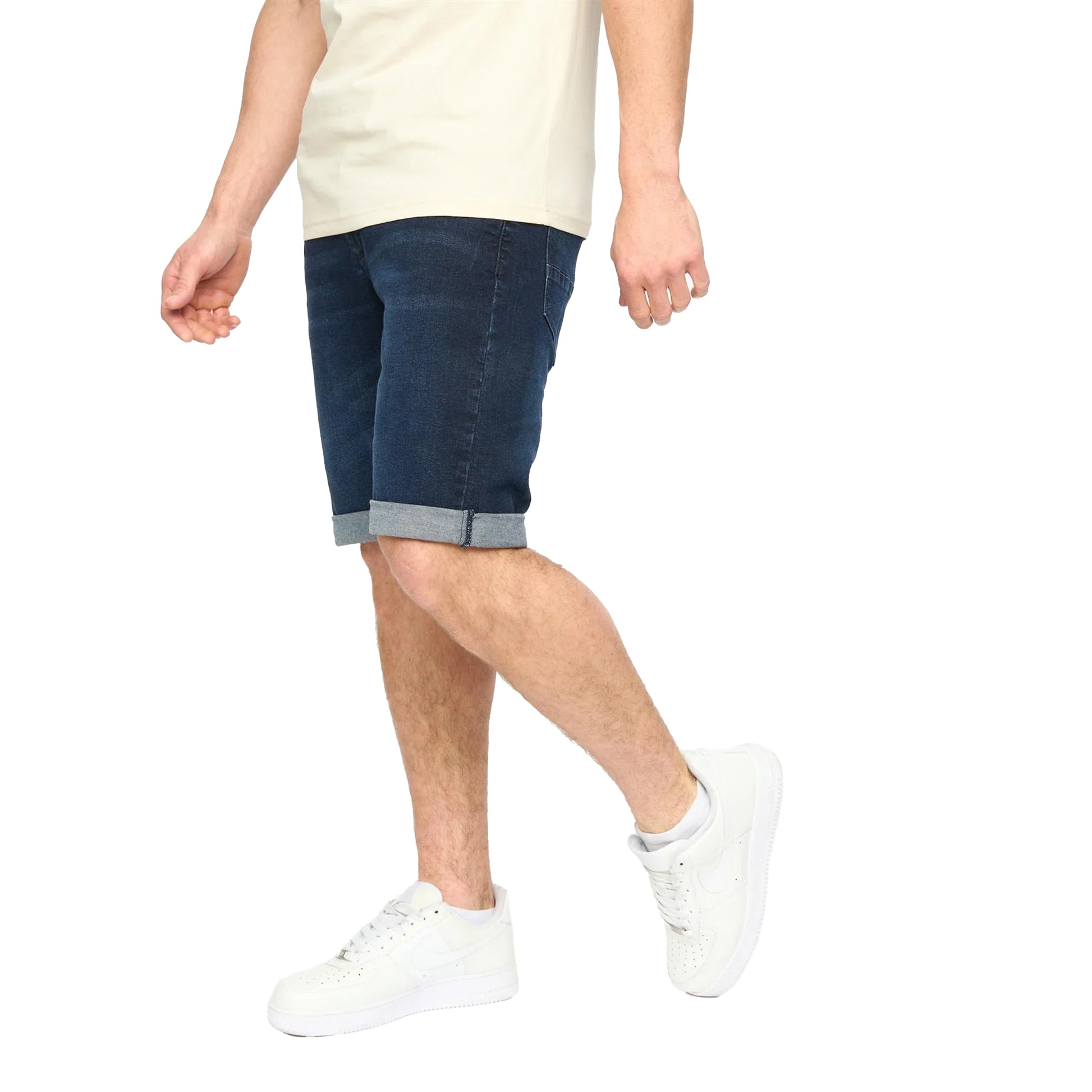 Dark Wash - Side - Crosshatch Mens Youlgreeve Denim Belted Shorts