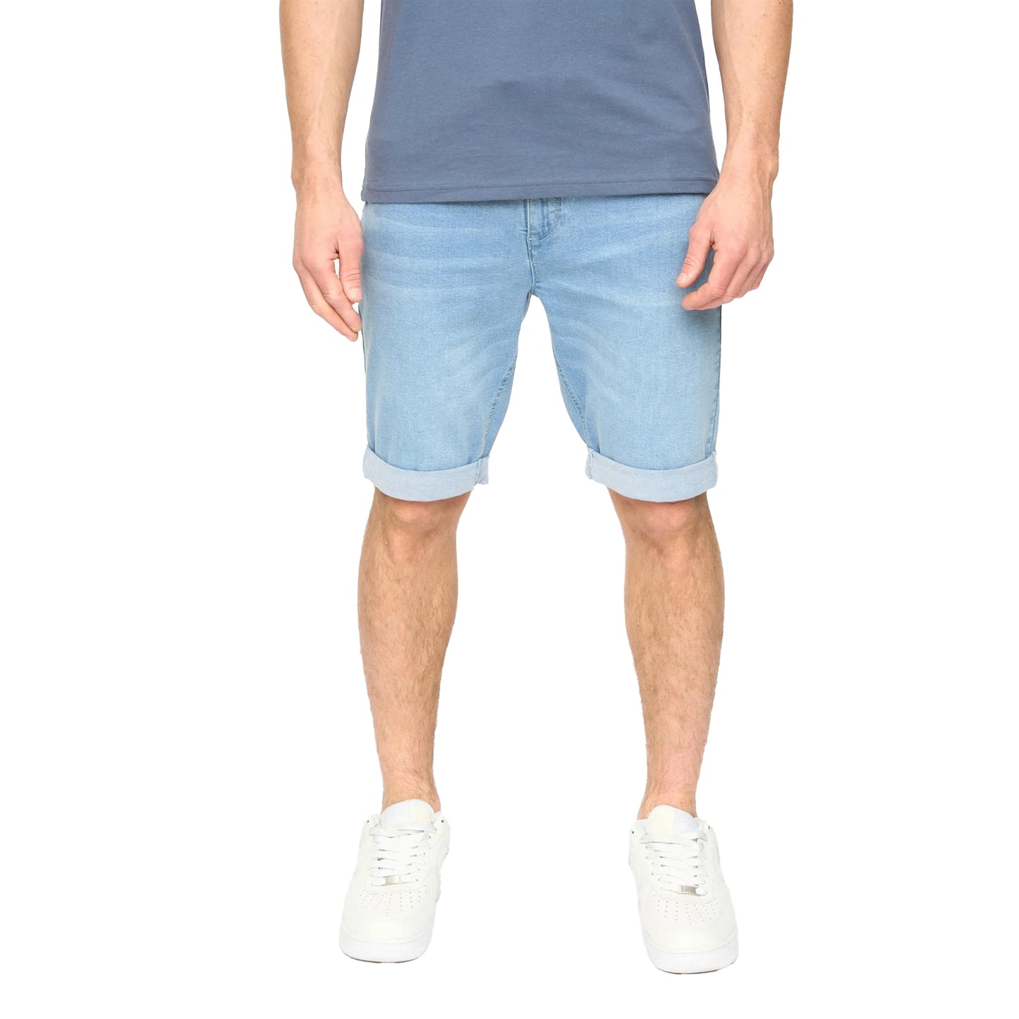 Light Wash - Front - Crosshatch Mens Youlgreeve Denim Belted Shorts