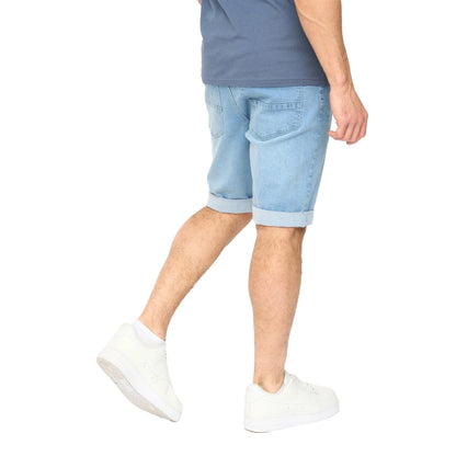Light Wash - Back - Crosshatch Mens Youlgreeve Denim Belted Shorts